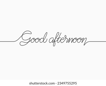 simple black good afternoon text calligraphic lettering continuous lines for happy theme like background, banner, label, cover, card, label, wallpaper, poster, texture, paper etc. vector design.