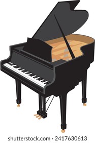 simple black grand piano illustration