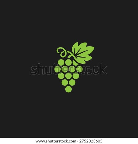 Simple Black Grape Cluster Icon with Leaf - Fruit Agriculture Vector.