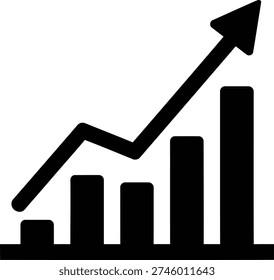 A simple black graph with bars and a line showing an overall upward trend