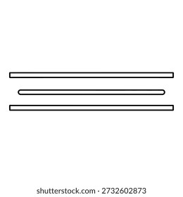 Elemento de Diseño gráfico negro simple con tres líneas paralelas aisladas sobre fondo transparente