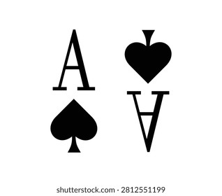 A simple black graphic design featuring the Ace of Spades playing card symbol and the letter A, suitable for casino, gambling, and game concepts.