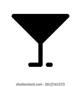 Simple Black Graphic of an Empty Triangular Martini Glass Symbol