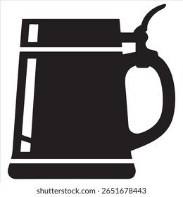 Uma simples representação gráfica preta de uma caneca de cerveja tradicional com uma tampa articulada de metal.