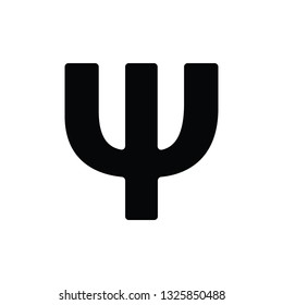 Simple Black Greek Fraternity Alphabet Symbols Sign Capital Letter : Ψ ψ Psi  Vector Illustration