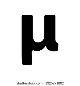 Simple Black Greek fraternity alphabet Symbols sign letter : Μ μ Mu vector illustration