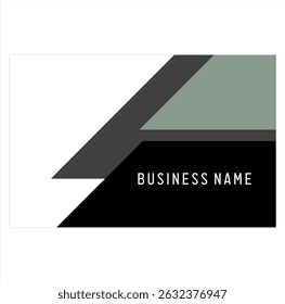 Simple black and grey parallelogram ribbon shape vector, business card design, white background.