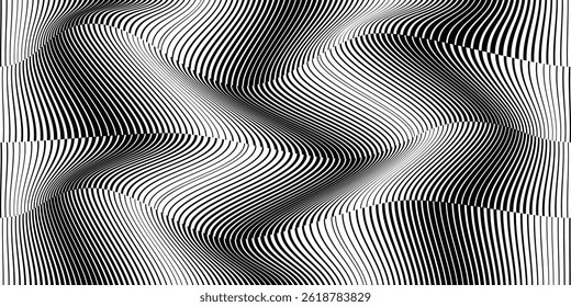 simple black halftone gradient effect wavy line pattern.