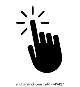 simple black hand clicking icon vector illustration