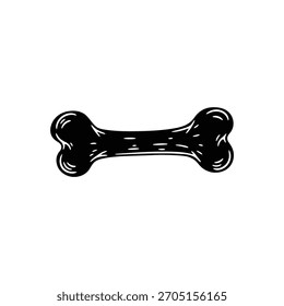 Simple black hand drawn dog bone graphic
