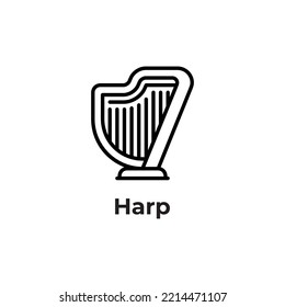 simple black harp flat design icon template