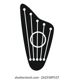 Simple black harp silhouette, representing classical music and culture