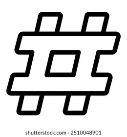 Sencillo icono de etiqueta negra que representa las tendencias actuales en las plataformas de redes sociales