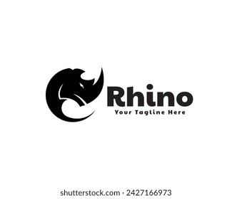 simple black head rhino logo icon symbol design template illustration inspiration