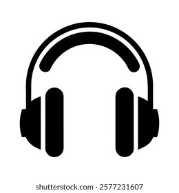 Simple Black Headphones Icon for Audio Design