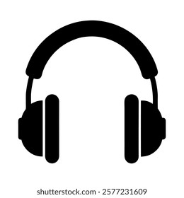 Simple Black Headphones Icon for Audio Design