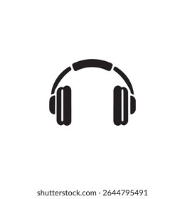 Simple Black Headphones Icon.A simple, solid black icon of over-ear headphones.