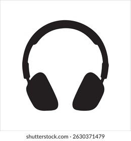 Simples preto fones de ouvido silhueta gráfico fundo branco.