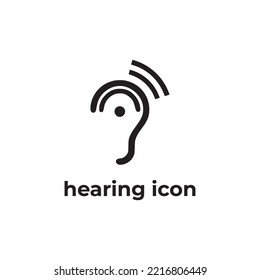 plantilla de diseño plano de icono de audición simple