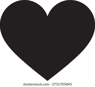 Simple black heart icon is displayed on a white background symbolizing love and affection in a minimalistic design.