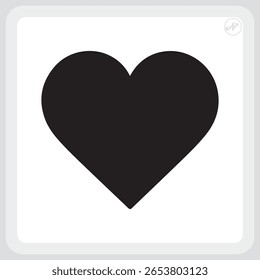Simple Black Heart Icon on White Background