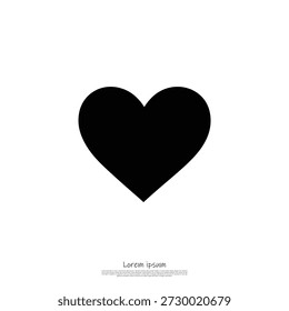 A simple black heart icon on a white background with sample text below