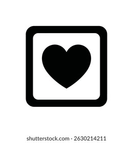 Simple black heart icon within a rounded square frame for social media and web design