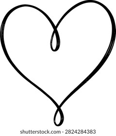 Simple black heart shape with dangling loop