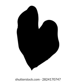 Simple black heart shape illustration with a clean white background, emphasizing love, affection, and emotion in minimalistic design.