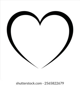 Simple Black Heart Shape on White Background