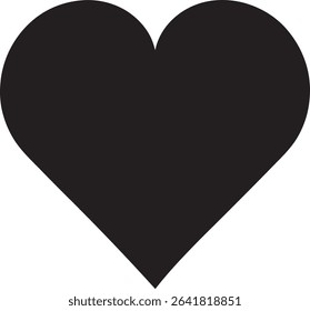 Simple black heart shape on a white background. Symbol of love, romance, and Valentine's Day. Vector illustration.