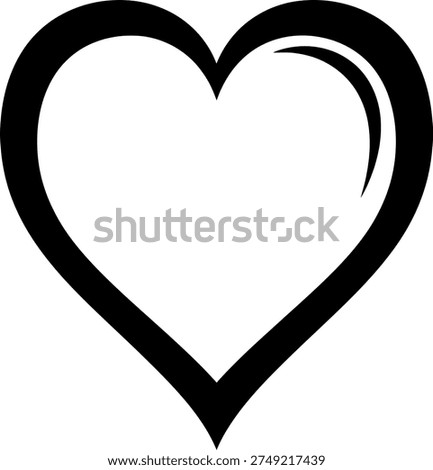 a simple black heart shape with a white background, often used as a symbol of love or affection