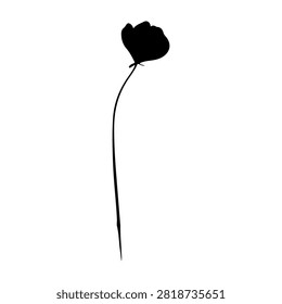 A simple black heart-shaped balloon attached to a string, floating against a plain white background, symbolizing love or loss.