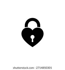 Un simple candado negro en forma de corazón representa el amor, la seguridad y los sentimientos protegidos.