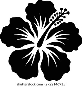 Simple black hibiscus flower stencil on a white background