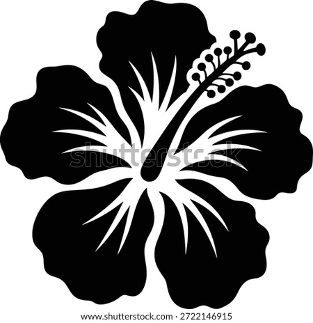 Simple black hibiscus flower stencil on a white background