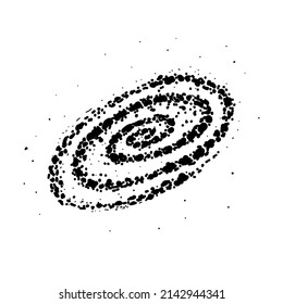 Simple black hole icon, asteroid belt, hand-drawn sketch of a doodle-style element. Space. Phaeton. Vanished planet. Black hole. Solar system. Isolated vector illustration.