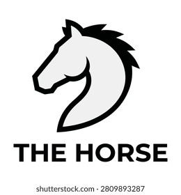 Simple black horse head logo on white background, a symbol or icon graphic