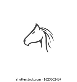 Simple Black Horse Head for Mascot Logo Template