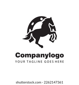 simple caballo negro para el diseño de la compañía de logotipos