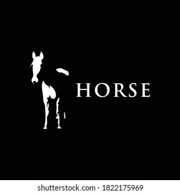 Simple black horse vector outline - monochrome horse emblem design