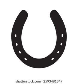 Simple black horseshoe drawing on white background.