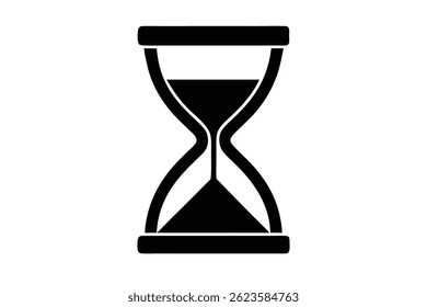 Simple black hourglass icon on a white background.