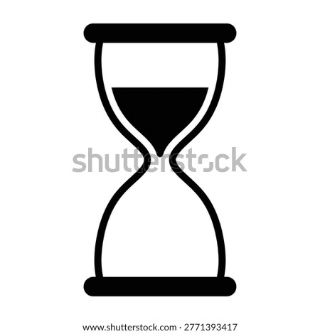 Simple black hourglass with sand, representing time and measurement. Flat design for modern concepts.