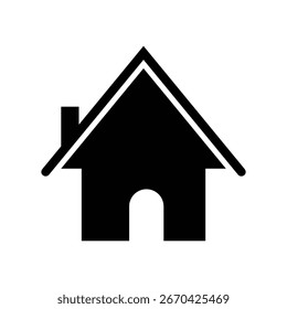 Einfaches schwarzes Haus-Symbol mit Kamin und Bogen für Immobilien oder Hausdienstleistungen Vektor