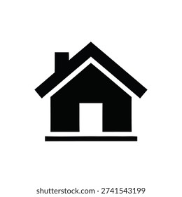 Simple black house icon on a plain background viewed from the front