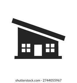 Simple black house icon with sloping roof illustration