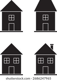 Conjunto de iconos de Vector de casa negro simple.