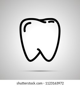 Simple black human teeth icon with with shadow on gray