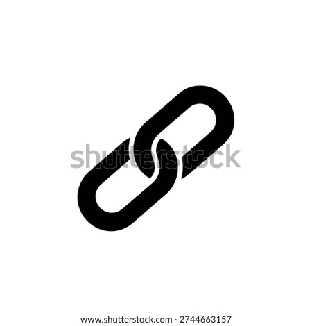 Simple Black Hyperlink Chain Icon Symbolizing Connection, Web Links, Digital Networks, and Unified Relationships in Technology and Internet Concepts.